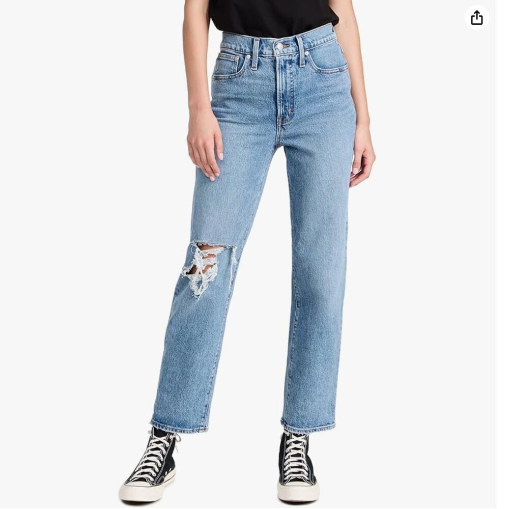 NWT Madewell Jeans Womens The Perfect Vintage Straight Distressed